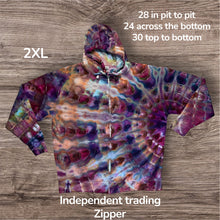 Load image into Gallery viewer, 2xl zipper hooded sweatshirt,  sunburst tie dye
