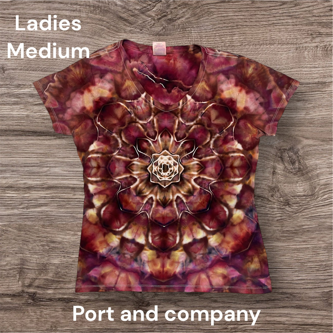 Ladies Medium Tshirt, mandala tie dye