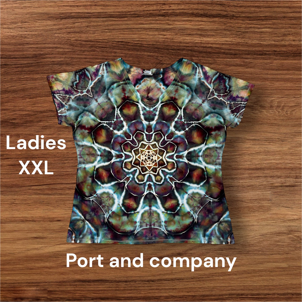 Ladies XXL Tshirt, mandala tie dye