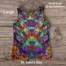 Load image into Gallery viewer, Ladies Large tank, reverse tie dye design
