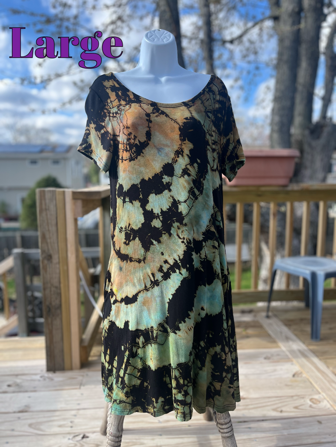 Ladies Large Dress, Reverse Tie Dye