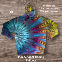 Load image into Gallery viewer, 3XL pullover hooded sweatshirt, sunburst tie dye
