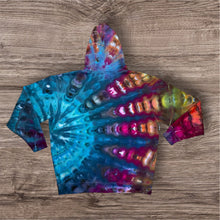Load image into Gallery viewer, XL zipper hooded sweatshirt,  sunburst tie dye
