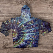 Load image into Gallery viewer, XL zipper hooded sweatshirt,  sunburst tie dye

