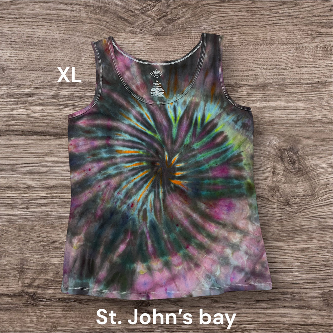 Ladies XL tank,  spiral tie dye