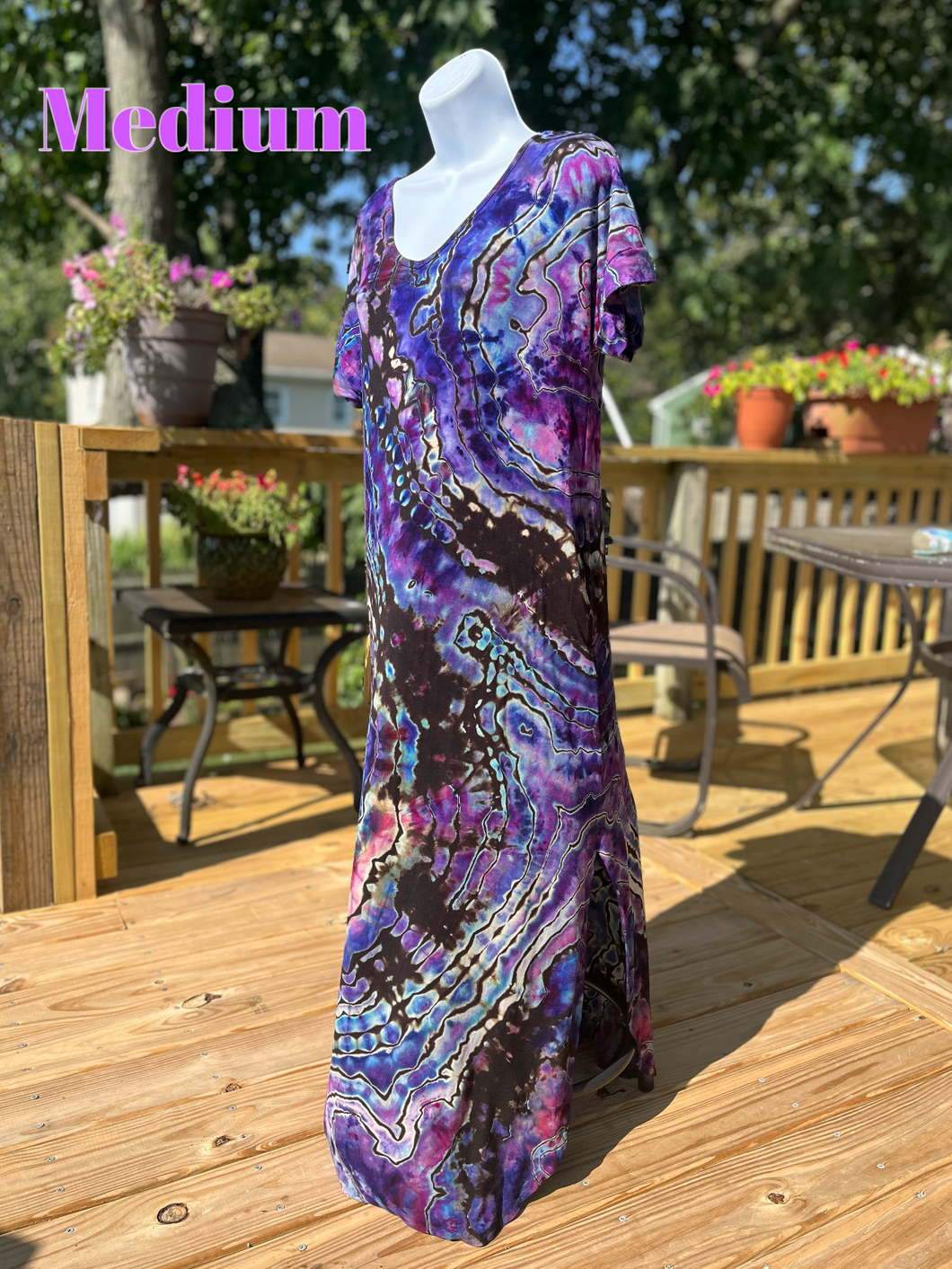 Ladies Medium dress, reverse geode tie dye