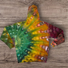 Load image into Gallery viewer, Large zipper hooded sweatshirt, sunburst tie dye
