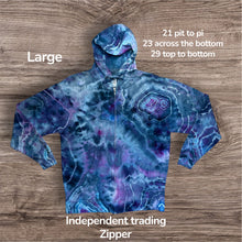 Load image into Gallery viewer, Large zipper hooded sweatshirt, geode tie dye
