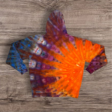 Load image into Gallery viewer, XL zipper hooded sweatshirt,  sunburst tie dye
