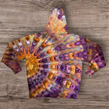 Load image into Gallery viewer, XL zipper hooded sweatshirt,  sunburst tie dye
