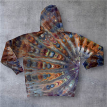 Load image into Gallery viewer, XL zipper hooded sweatshirt,  sunburst tie dye
