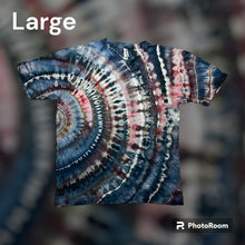 Load image into Gallery viewer, Adult Large Tshirt, fanfold tie dye design
