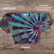 Load image into Gallery viewer, Medium crew neck sweatshirt, sunburst tie dye
