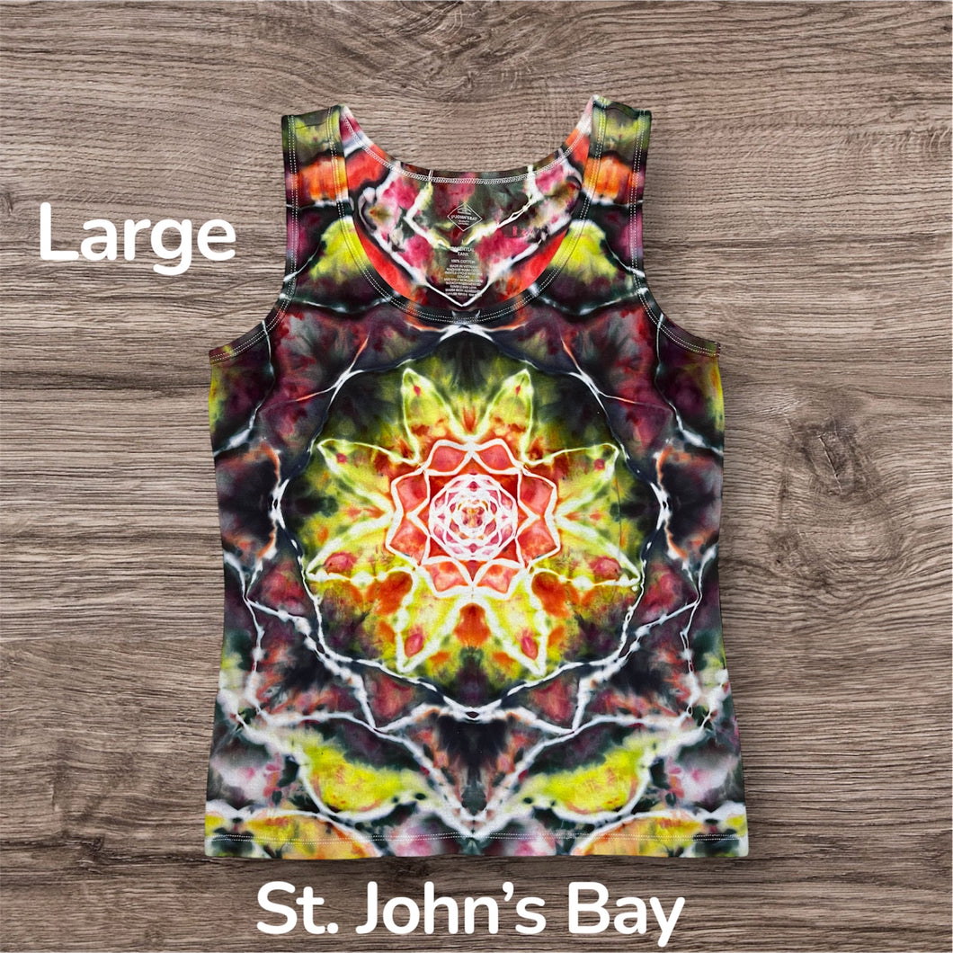 Ladies Large tank, mandala tie dye