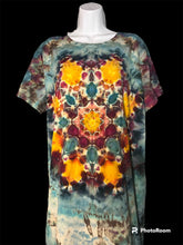 Load image into Gallery viewer, Ladies XL Tshirt dress, reverse mandala tie dye
