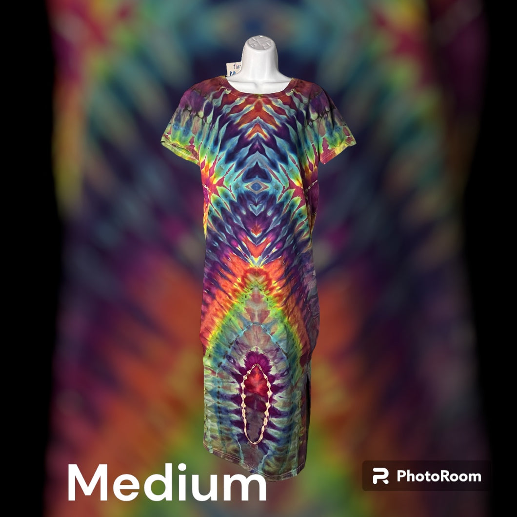 Ladies medium Tshirt dress, reverse tie dye