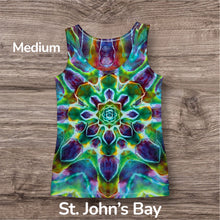 Load image into Gallery viewer, Ladies Medium tank, mandala tie dye
