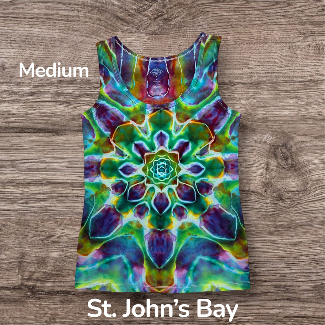 Ladies Medium tank, mandala tie dye