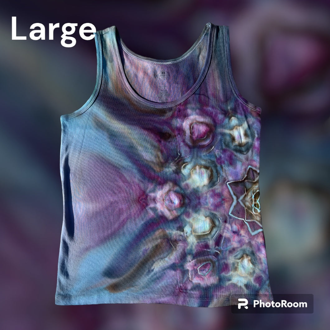 Ladies Large Tank, mandala tie dye design