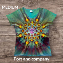Load image into Gallery viewer, Ladies Medium Tshirt, mandala tie dye

