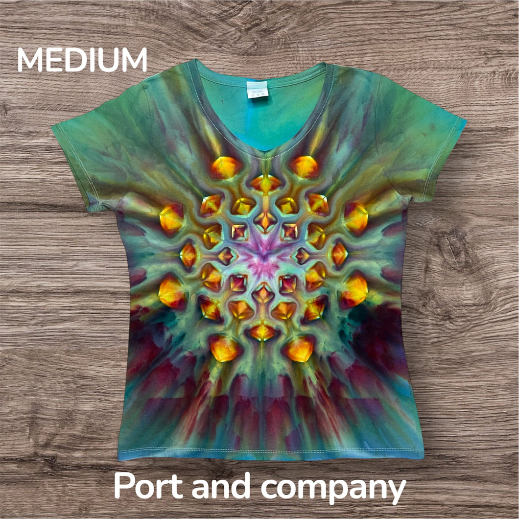 Ladies Medium Tshirt, mandala tie dye
