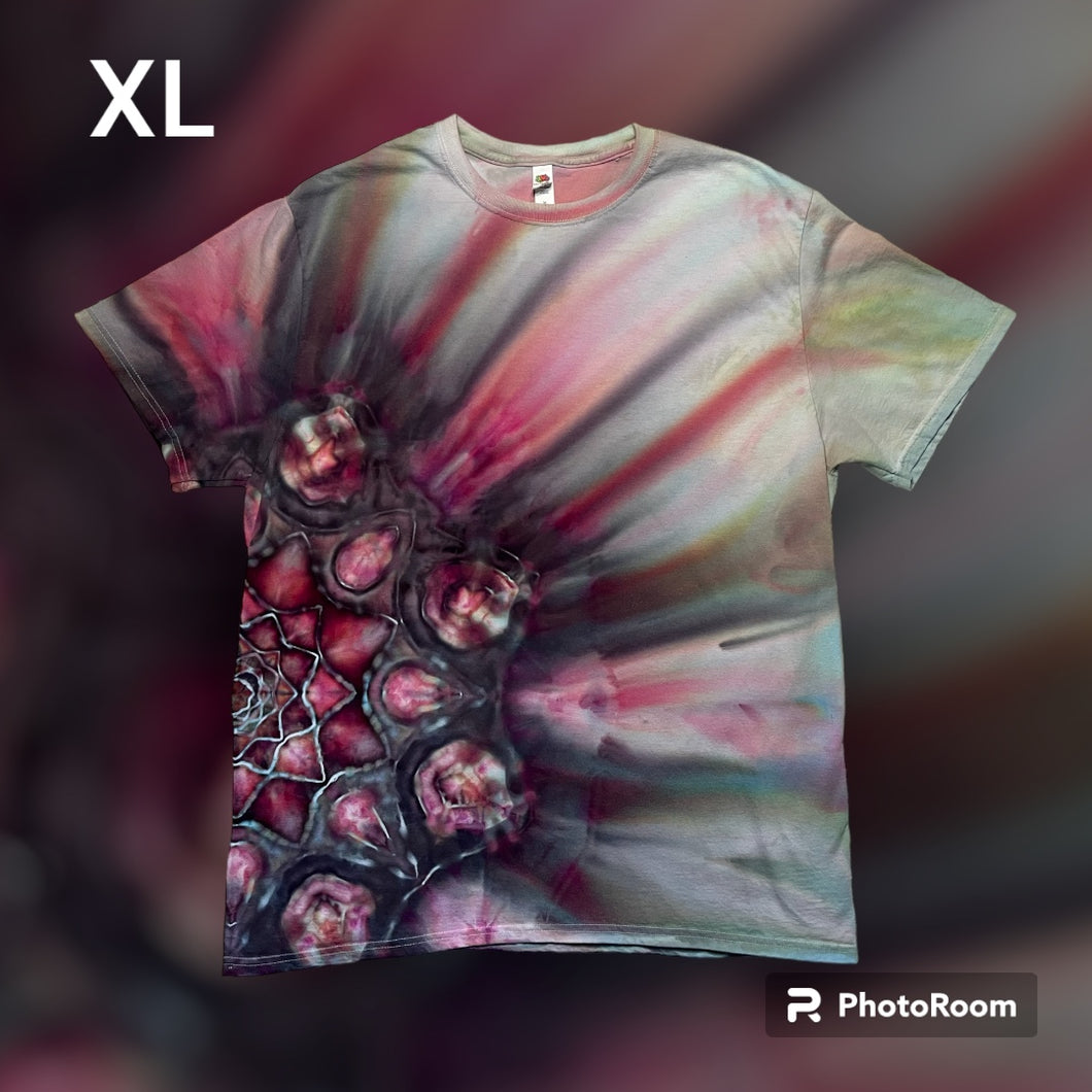 Adult XL Tshirt, mandala gravity tie dye