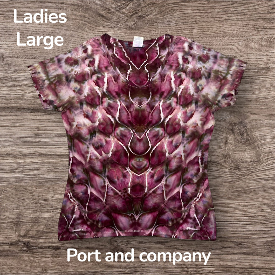 Ladies Large Tshirt,  tie dye design