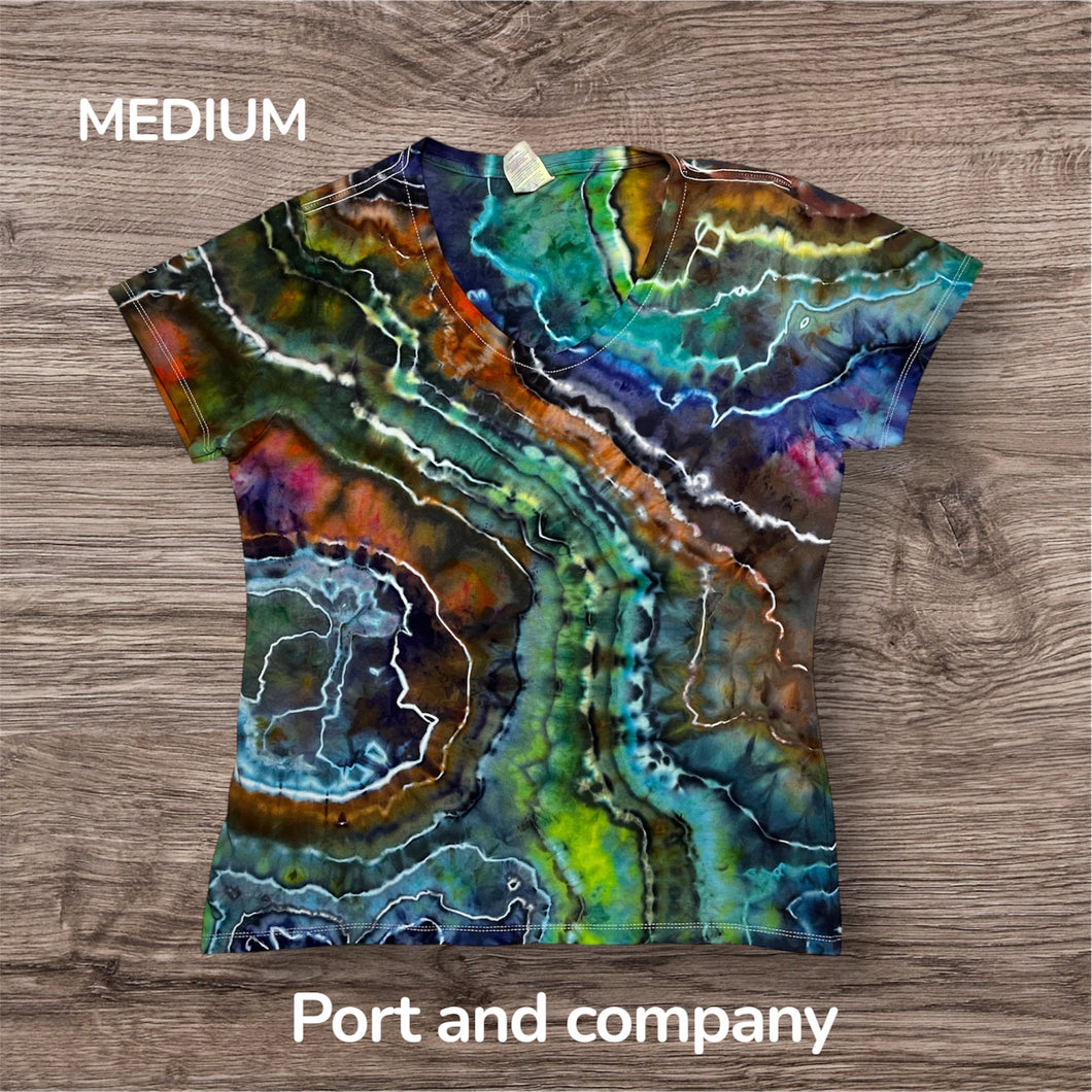 Ladies Medium Tshirt, geode tie dye