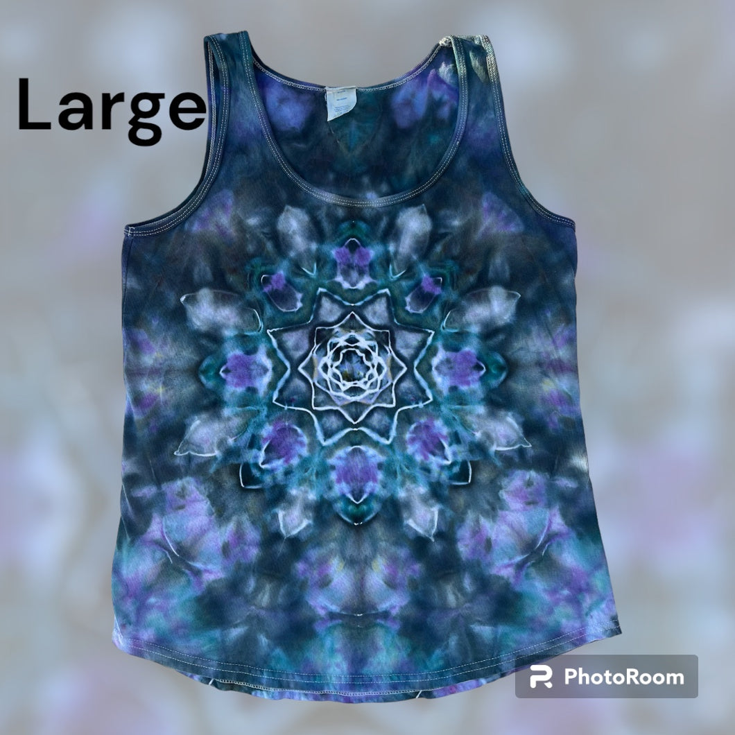 Ladies Large tank, mandala tie dye