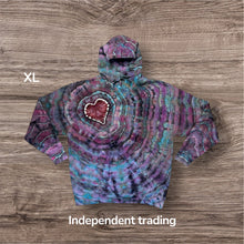 Load image into Gallery viewer, XL pullover hooded sweatshirt, heart tie dye
