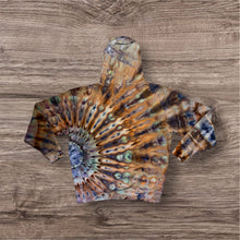 Load image into Gallery viewer, Large pullover hooded sweatshirt, sunburst tie dye design
