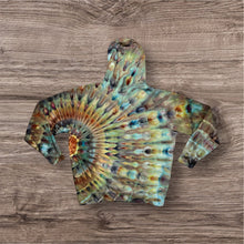 Load image into Gallery viewer, Large pullover hooded sweatshirt, sunburst tie dye design
