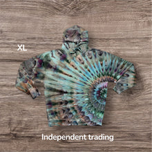 Load image into Gallery viewer, XL pullover hooded sweatshirt, sunburst tie dye
