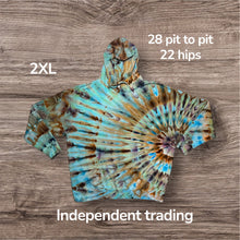 Load image into Gallery viewer, 2XL pullover hooded sweatshirt, sunburst tie dye design
