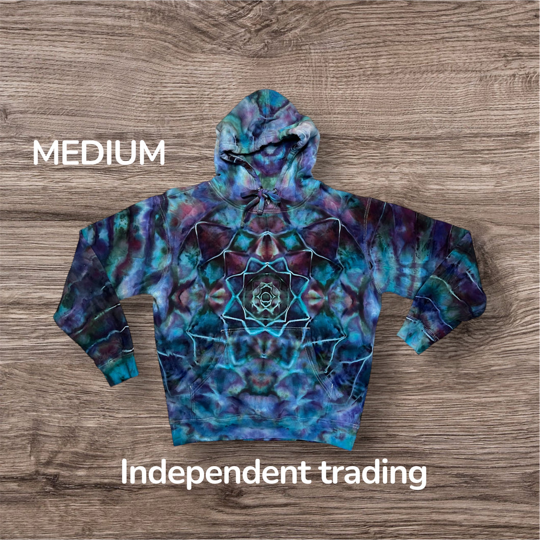 Medium pullover hooded sweatshirt, mandala tie dye
