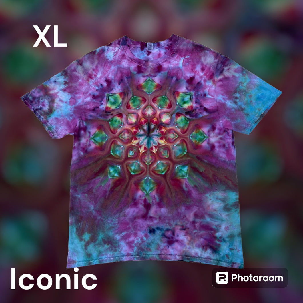 Adult XL Tshirt, mandala tie dye