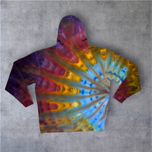 Load image into Gallery viewer, XL zipper hooded sweatshirt,  sunburst tie dye
