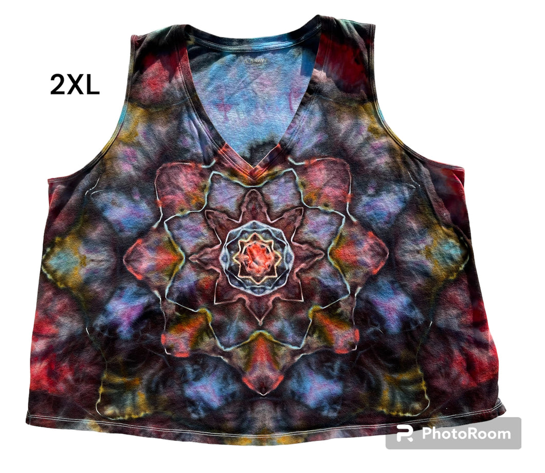 Ladies 2XL tank, mandala tie dye