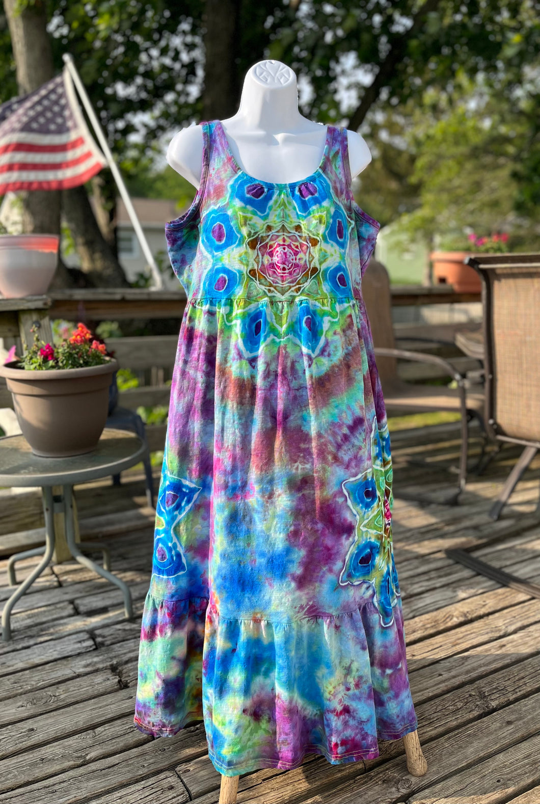 Ladies Large maxi dress, mandala tie dye