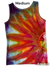 Load image into Gallery viewer, Ladies Medium tank, sunburst tie dye
