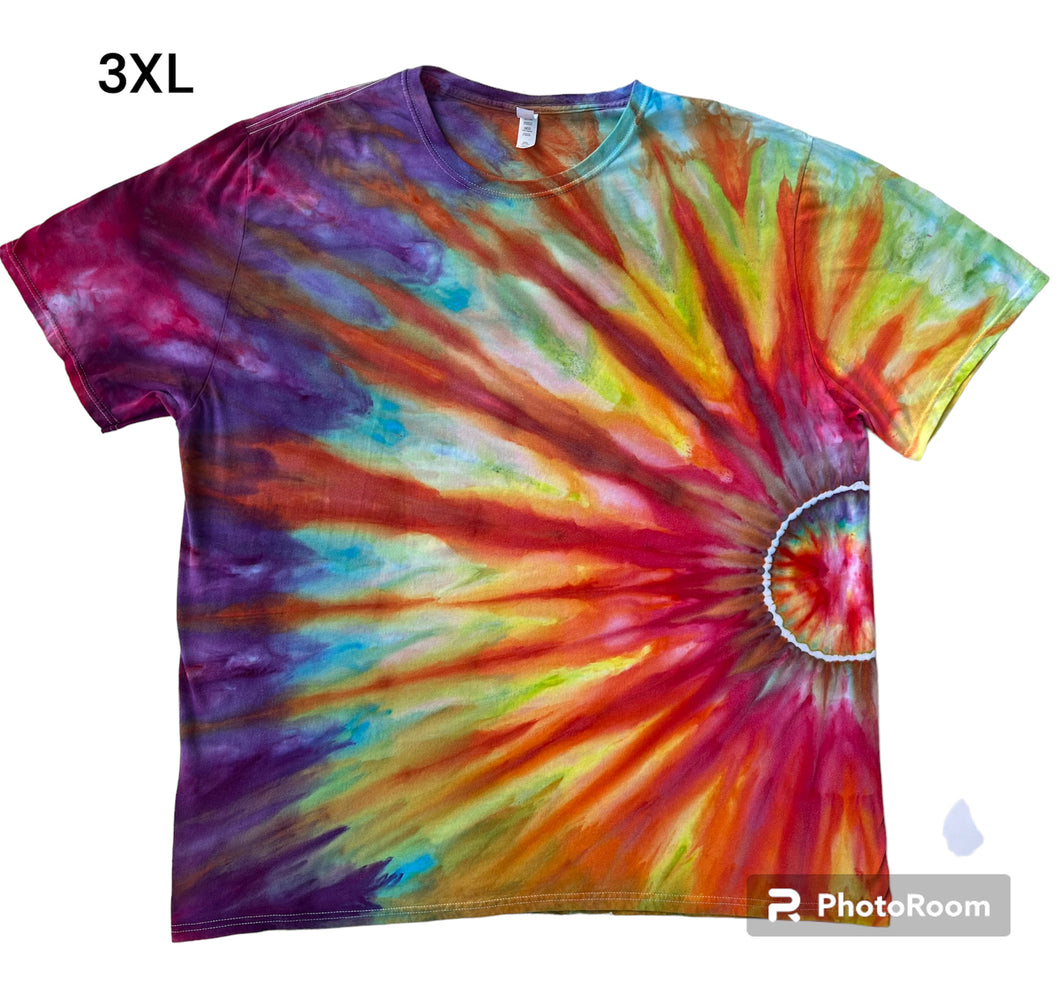 Adult 3XL Tshirt, sunburst tie dye