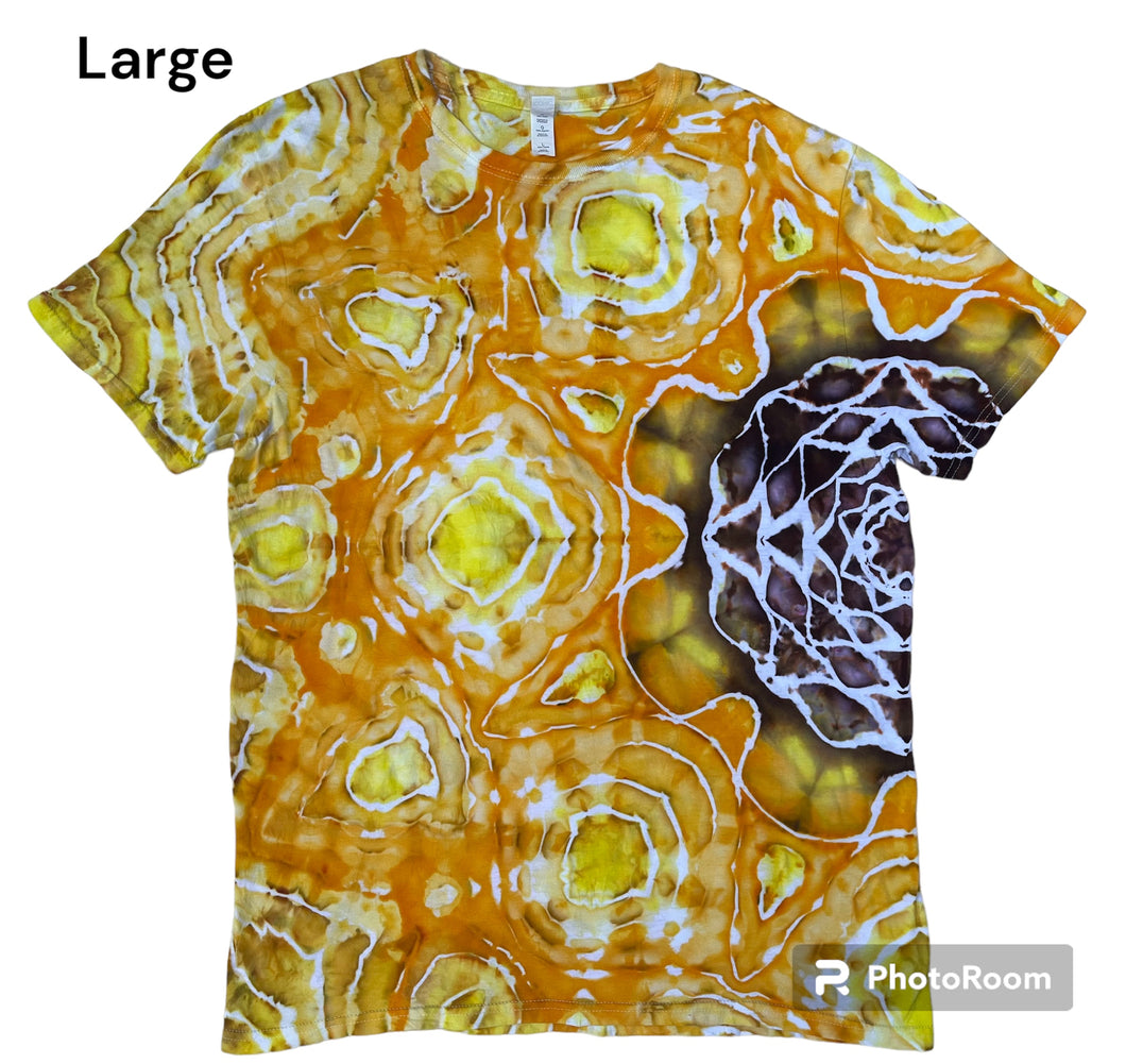 Adult Large Tshirt, mandala sunflower design