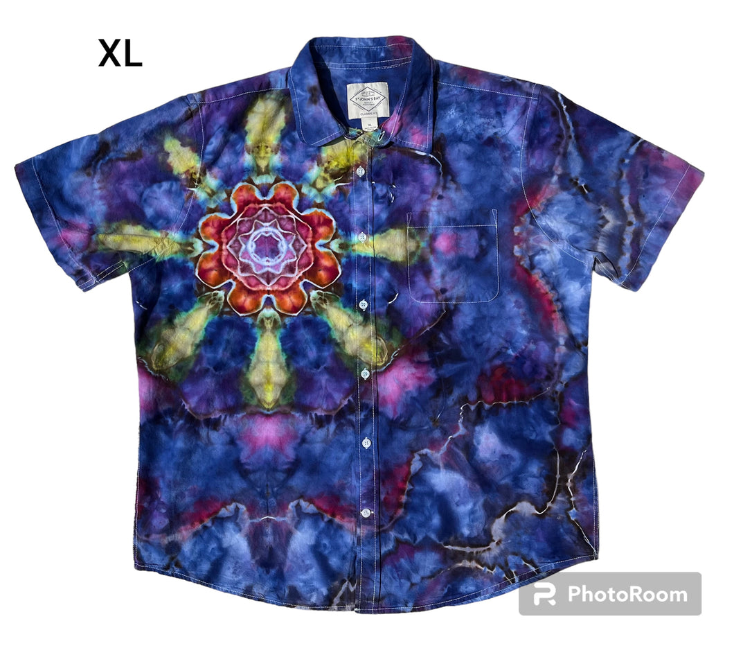 Men’s XL button down, mandala tie dye