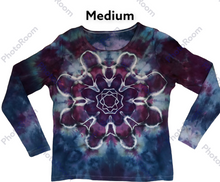 Load image into Gallery viewer, Ladies Medium long sleeve Tshirt, mandala tie dye design
