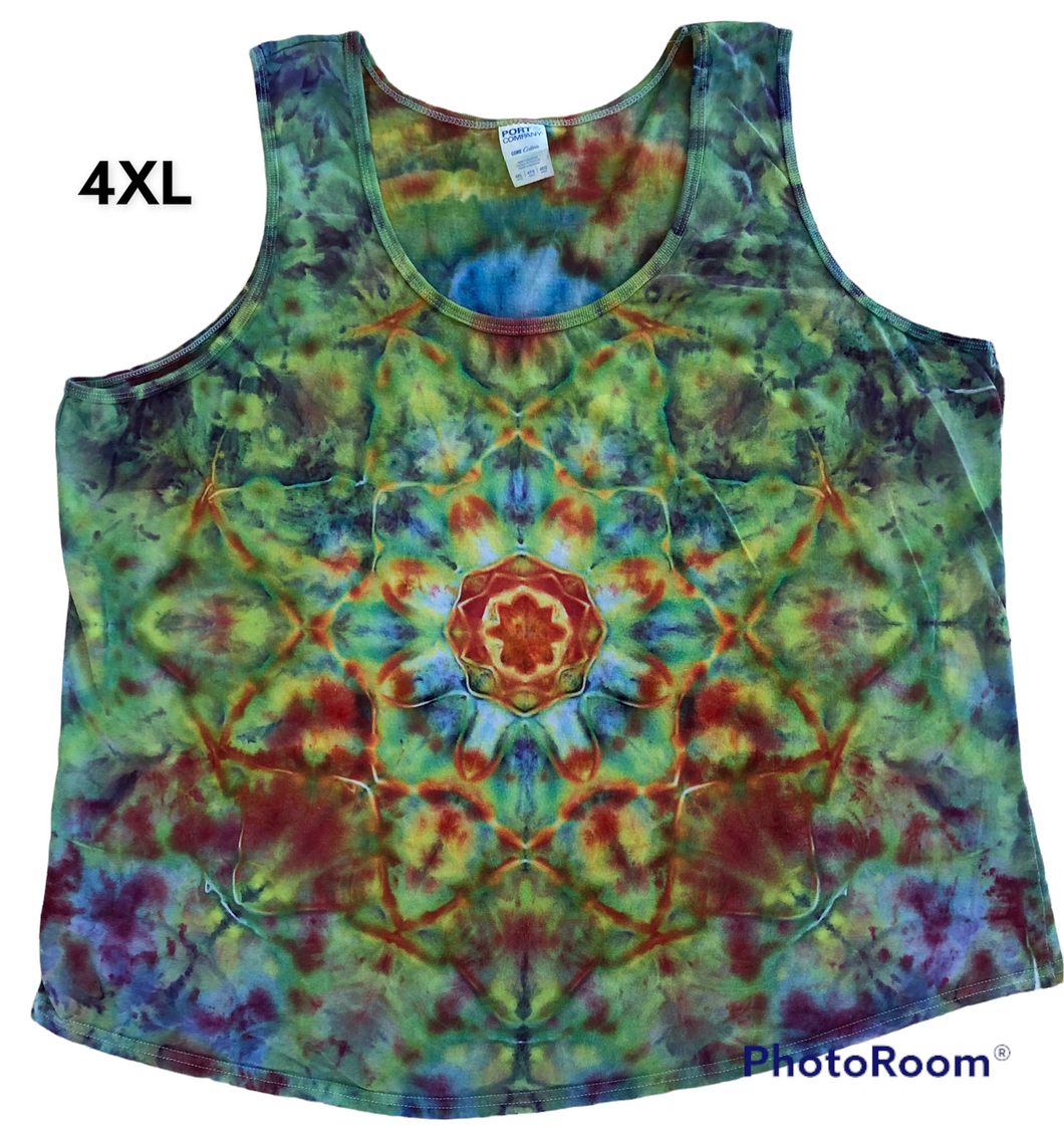 Ladies 4XL Tank, mandala tie dye design