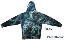 Load image into Gallery viewer, Adult Medium pullover hooded sweatshirt, geode tie dye
