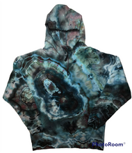 Load image into Gallery viewer, Adult Medium pullover hooded sweatshirt, geode tie dye
