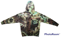 Load image into Gallery viewer, Adult Large pullover hooded sweatshirt, geode tie dye design
