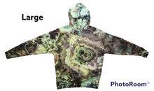 Load image into Gallery viewer, Adult Large pullover hooded sweatshirt, geode tie dye design
