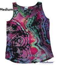 Load image into Gallery viewer, Ladies Medium tank, reverse tie dye design
